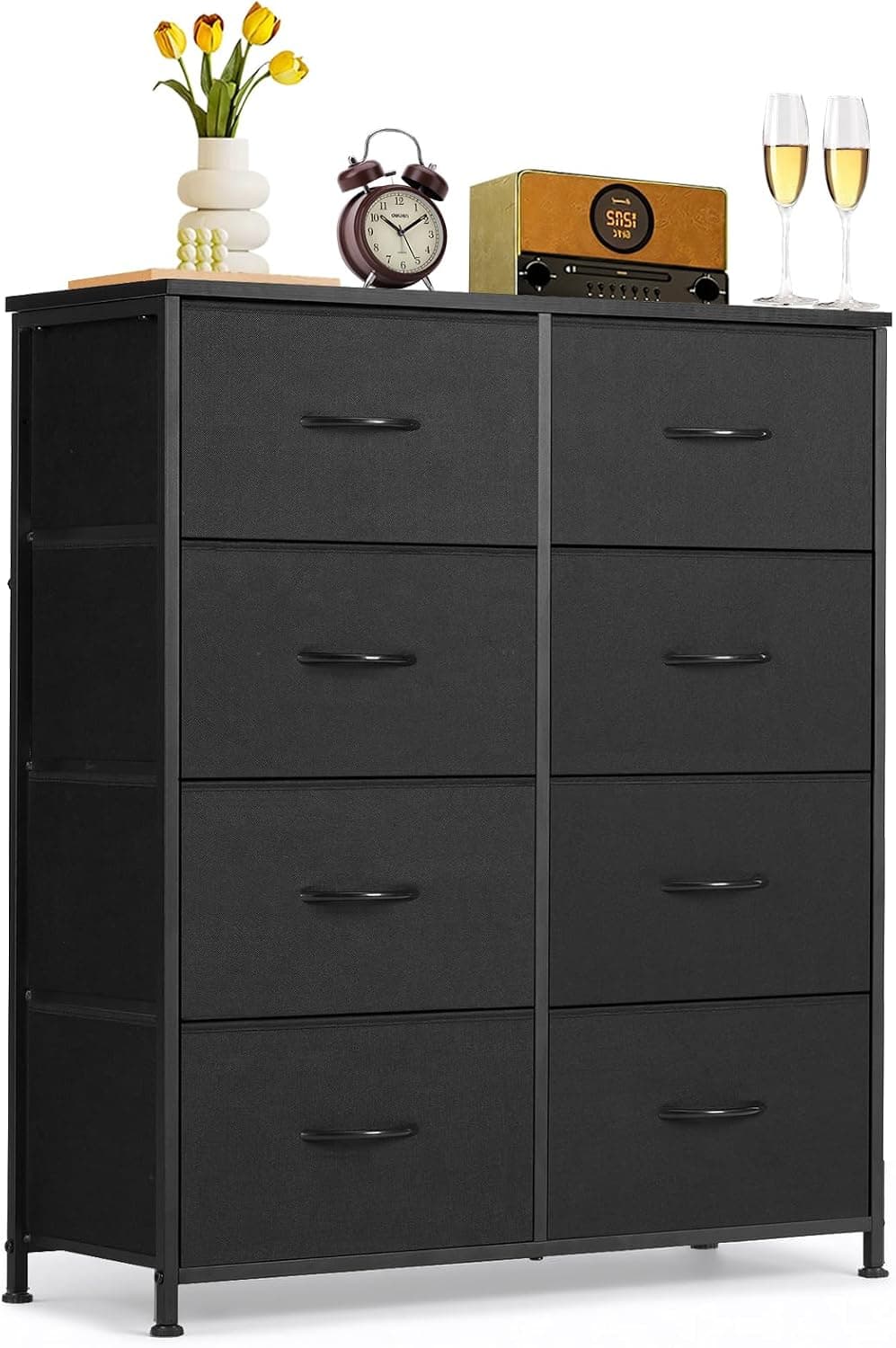 8-Drawer Dresser, Anti-Tip Tall Storage Organizer, Black