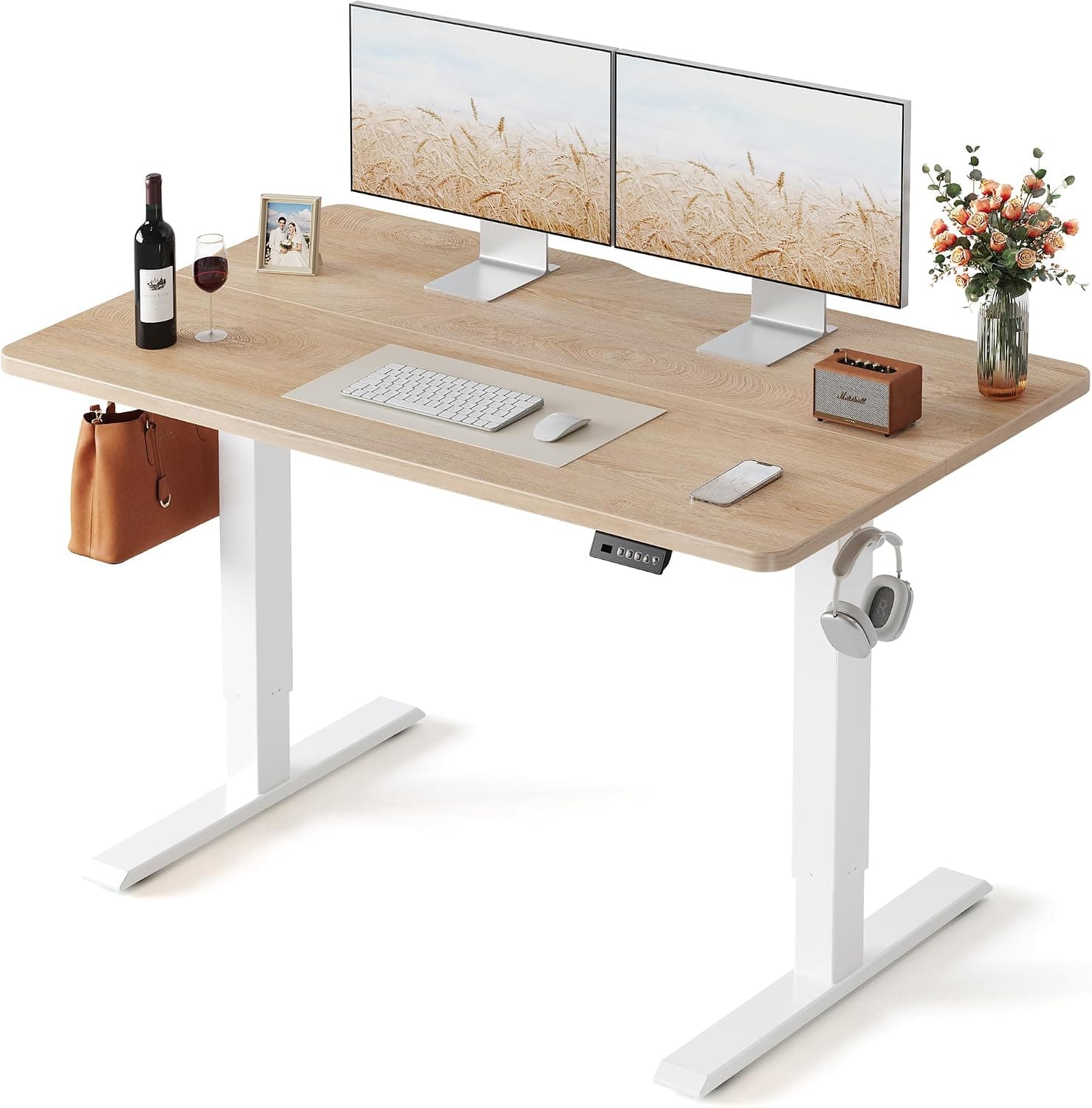 FEZIBO Standing Desk 48 x 24 Inch Electric, Maple